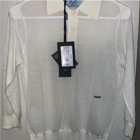 Prada Ivory Button-Up Polo - Picture 1 of 5